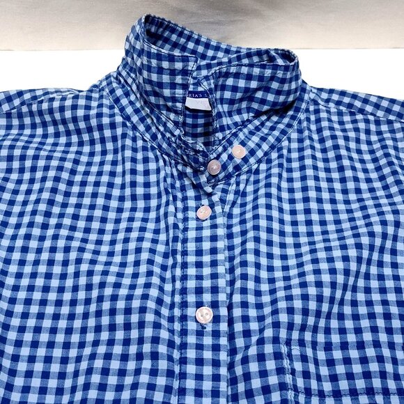 Victorias Secret Blue Gingham Med Button-Up Shirt Dress Long Sleeve Roll Up Tabs - Picture 4 of 11
